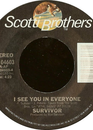 Survivor : I Can't Hold Back (7", Single, Styrene, Pit)