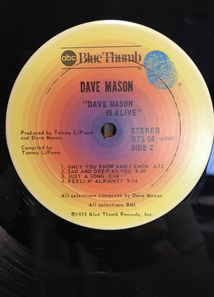 Dave Mason : Dave Mason Is Alive (LP, Album)
