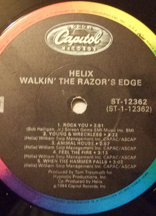 Helix (3) : Walkin' The Razor's Edge (LP, Album, Win)