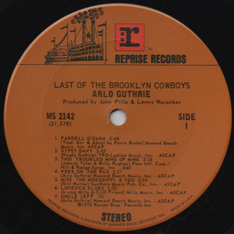 Arlo Guthrie : Last Of The Brooklyn Cowboys (LP, Album, San)