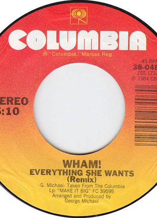 Wham! : Everything She Wants  (7", Single, Styrene, Car)