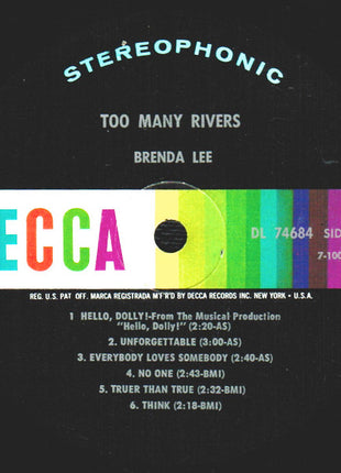 Brenda Lee : Too Many Rivers (LP, Album, Glo)