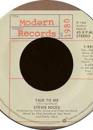 Stevie Nicks : Talk To Me  (7", Single, SP)