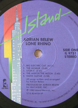 Adrian Belew : Lone Rhino (LP, Album, Spe)