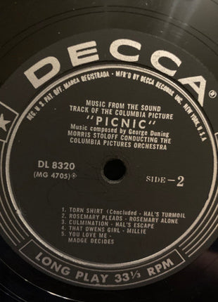 Morris Stoloff Conducting The Columbia Pictures Orchestra, George Duning : Music From The Sound Track Of The Columbia Picture "Picnic" (LP, Album)