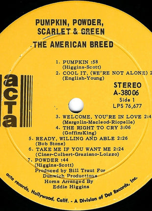 The American Breed : Pumpkin, Powder, Scarlet & Green (LP, Album, Ind)