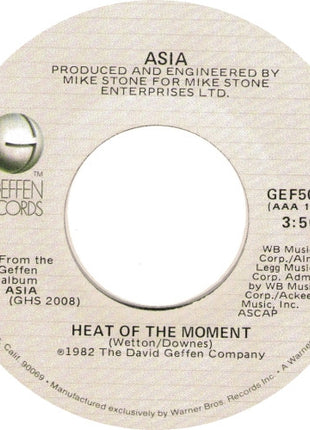 Asia (2) : Heat Of The Moment (7", Single, Win)