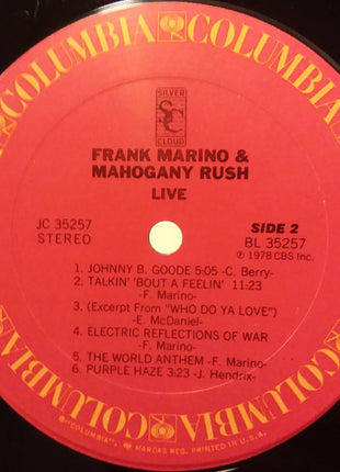 Frank Marino & Mahogany Rush : Live (LP, Album, San)