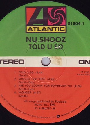 Nu Shooz : Told U So (LP, Album, SP )