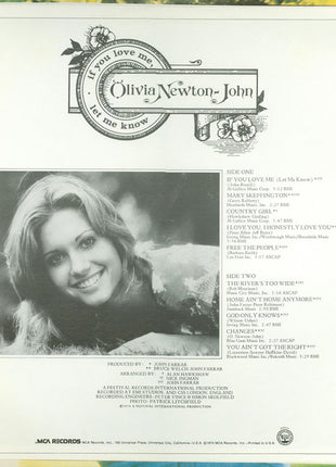 Olivia Newton-John : If You Love Me Let Me Know (LP, Album, Pin)