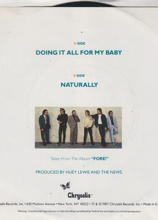 Huey Lewis & The News : Doing It All For My Baby (7", Single, Styrene, Car)