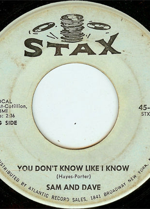 Sam & Dave : You Don't Know Like I Know / Blame Me (Don't Blame My Heart) (7", Single, Mono, Promo)