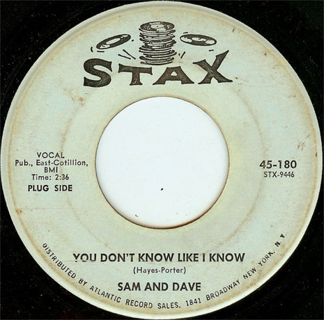 Sam & Dave : You Don't Know Like I Know / Blame Me (Don't Blame My Heart) (7", Single, Mono, Promo)
