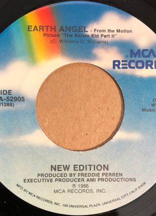 New Edition : Earth Angel / With You All The Way (7", Single, Pin)