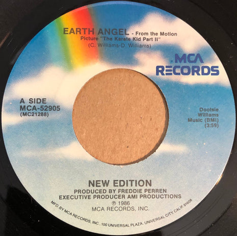 New Edition : Earth Angel / With You All The Way (7", Single, Pin)