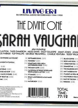 Sarah Vaughan : The Divine One (CD, Comp, Mono, RE)