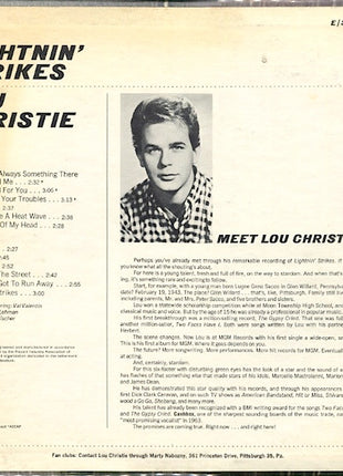 Lou Christie : Lightnin' Strikes (LP, Album, Mono, Wad)