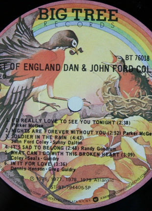 England Dan & John Ford Coley : Best Of England Dan & John Ford Coley (LP, Comp, SP )