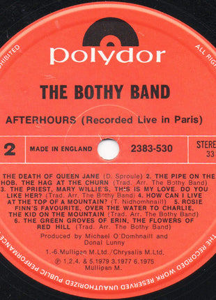 The Bothy Band : Afterhours (Recorded Live In Paris) (LP, Album)