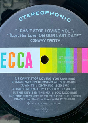 Conway Twitty : I Can't Stop Loving You / (Lost Her Love) On Our Last Date (LP, Album, Club, Jac)