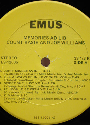 Joe Williams / Count Basie : Memories Ad-Lib (LP, Album)