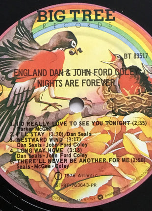 England Dan & John Ford Coley : Nights Are Forever (LP, Album, PR)