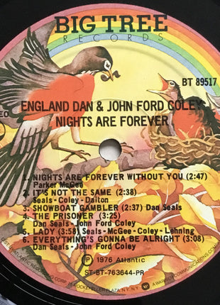 England Dan & John Ford Coley : Nights Are Forever (LP, Album, PR)