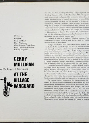 Gerry Mulligan & The Concert Jazz Band : At The Village Vanguard (LP, Album, Gat)