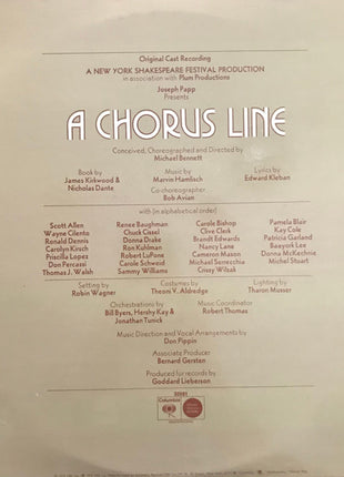 Various : A Chorus Line - Original Cast Recording (LP, Album, RE, San)