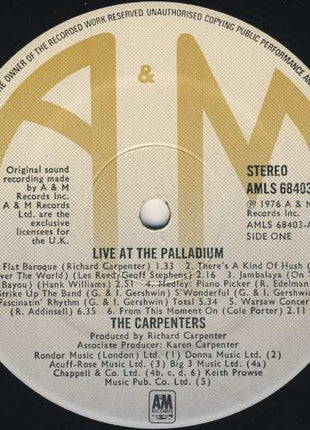 Carpenters : Live At The Palladium (LP, Album)