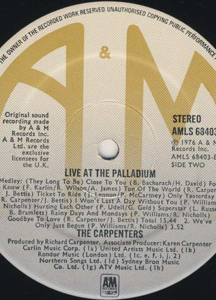Carpenters : Live At The Palladium (LP, Album)