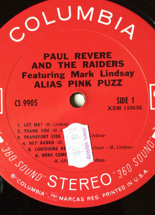 Paul Revere & The Raiders Featuring Mark Lindsay : Alias Pink Puzz (LP, Album, Pit)