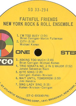 New York Rock & Roll Ensemble* : Faithful Friends (LP, Album, PR )