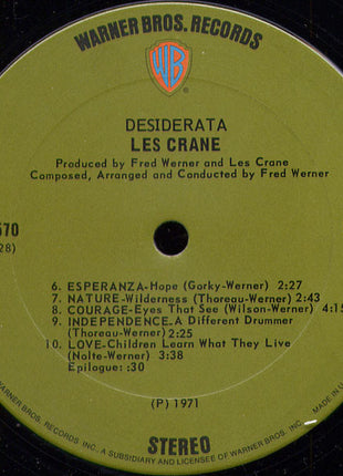 Les Crane : Desiderata (LP, Album)