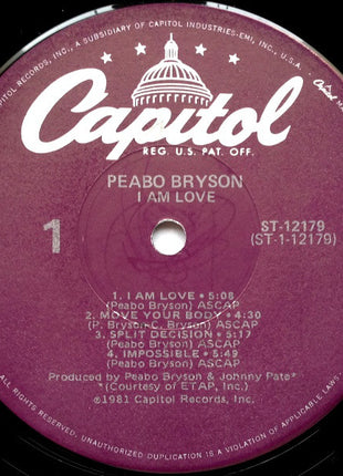 Peabo Bryson : I Am Love (LP, Album, Win)