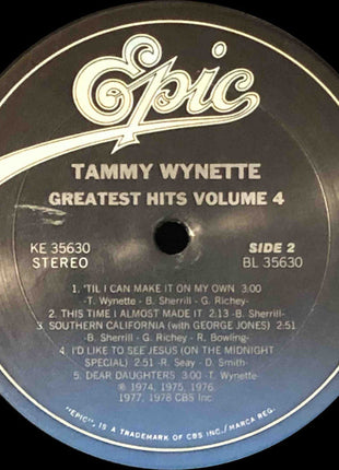 Tammy Wynette : Greatest Hits • Vol. 4 (LP, Comp, RE)