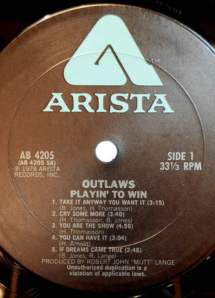 Outlaws : Playin' To Win (LP, Album, Pit)