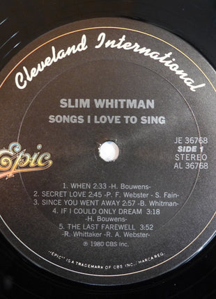 Slim Whitman : Songs I Love To Sing (LP, Album, Pit)