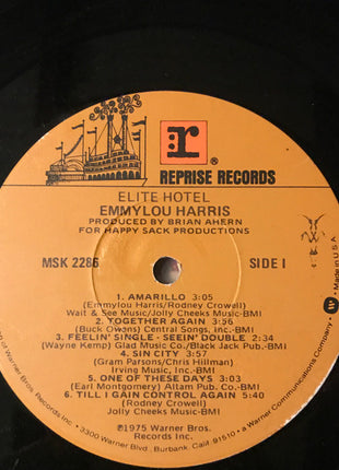 Emmylou Harris : Elite Hotel (LP, Album, RE, Los)