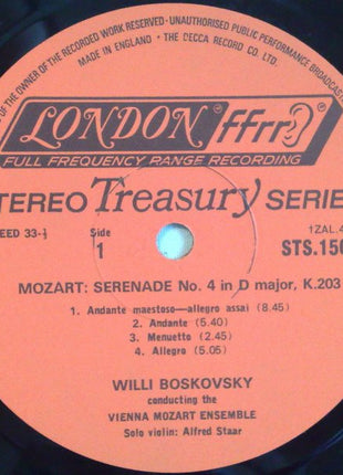 Wolfgang Amadeus Mozart, Wiener Mozart Ensemble, Willi Boskovsky : Serenades Volume 1 (LP, Album, RE, RP)