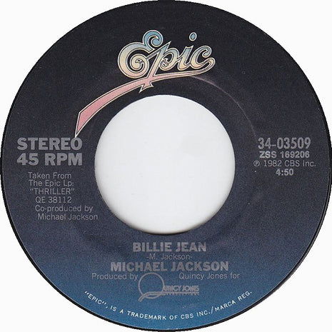 Michael Jackson : Billie Jean (7", Single, Styrene, Pit)
