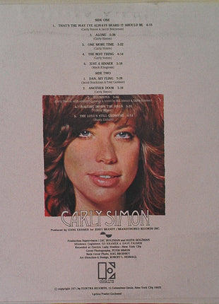 Carly Simon : Carly Simon (LP, Album, Pit)