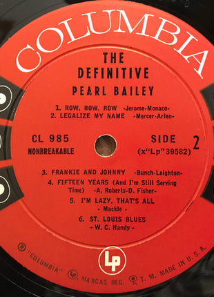 Pearl Bailey : The Definitive Pearl Bailey (LP, Album, Mono, Hol)