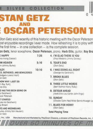 Stan Getz And The Oscar Peterson Trio : Stan Getz And The Oscar Peterson Trio (CD, Album, RE, RM)