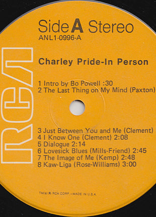 Charley Pride : In Person (LP, Album, RE)