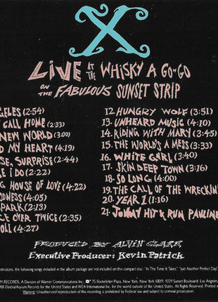 X (5) : Live At The Whisky A Go-Go On The Fabulous Sunset Strip (CD, Album, RP)