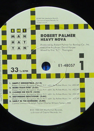 Robert Palmer : Heavy Nova (LP, Album, SRC)