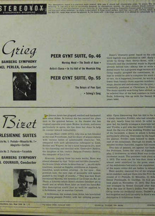 Edvard Grieg - Georges Bizet / Jonel Perlea / Marcel Couraud / Bamberger Symphoniker : Peer Gynt Suites, Op. 46 And Op. 55 / L'Arlesienne Suites, No. 1 And No. 2 (LP, Album, RE)