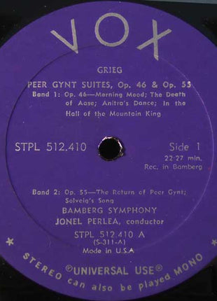 Edvard Grieg - Georges Bizet / Jonel Perlea / Marcel Couraud / Bamberger Symphoniker : Peer Gynt Suites, Op. 46 And Op. 55 / L'Arlesienne Suites, No. 1 And No. 2 (LP, Album, RE)