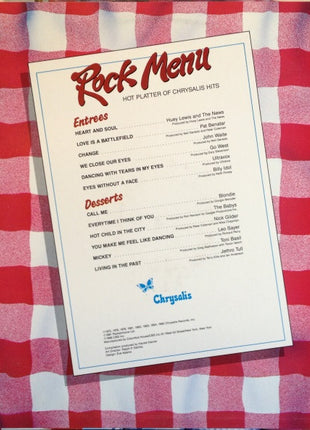 Various : Rock Menu - Hot Platter Of Chrysalis Hits (LP, Comp)